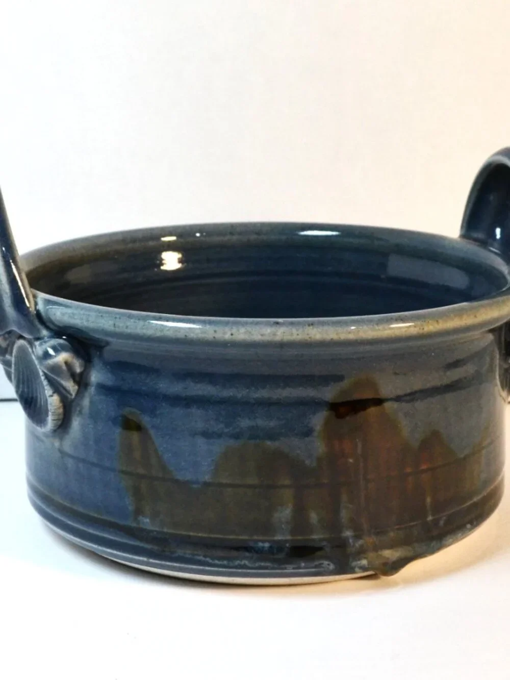 Davis Pottery Handmade Oven Proof Dish Blue With Brown Kitchen Bakeware